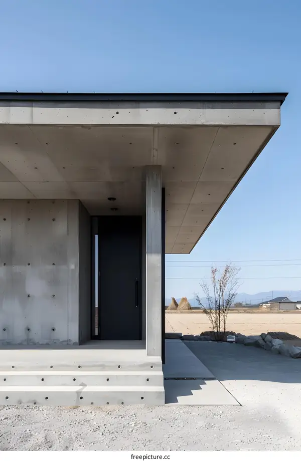 Modern Concrete House Entrance with Minimalist Design