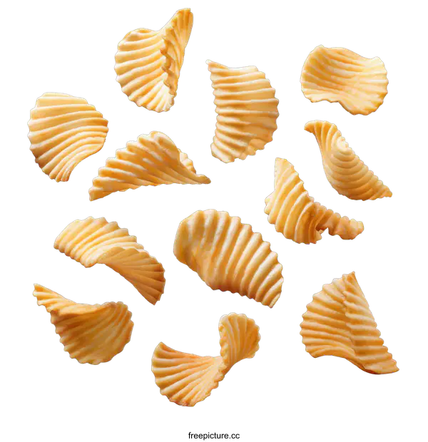 [Transparent Background PNG]Falling Potato Chips on transparent background