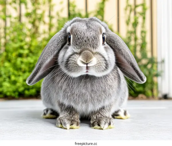 Close-up Portrait of a Gray Rabbit