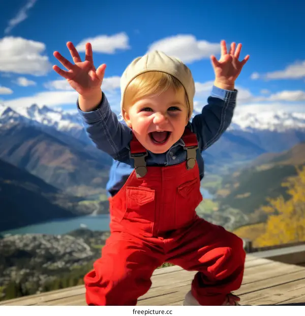 Ecstatic Toddler in the Swiss Alps