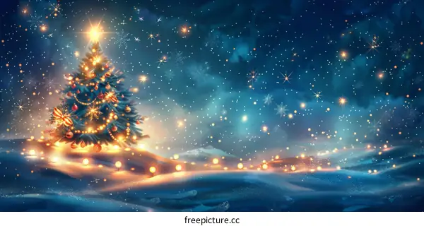 Christmas Tree in Snowy Landscape