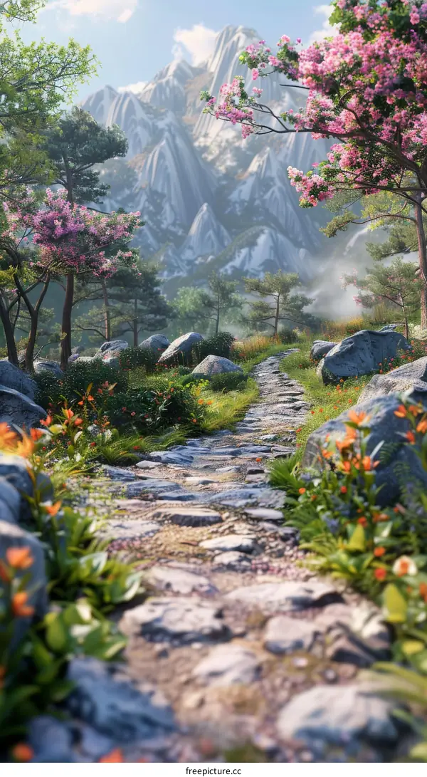 Stone Path Through a Magical Forest