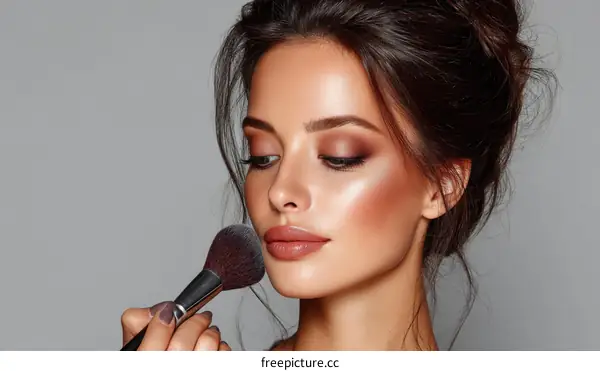 Beautiful Woman with Makeup Application