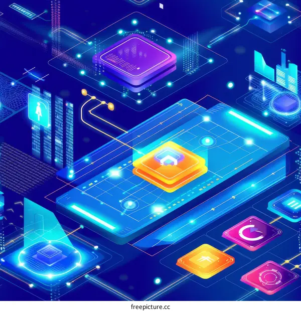 Isometric Digital Circuit Board