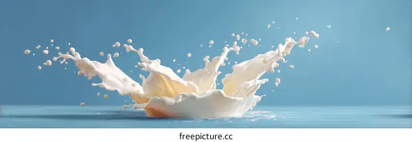 Milk Splash Illustration Against a Light Blue Background