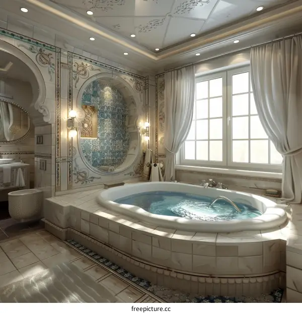 Luxury bathroom with bathtub