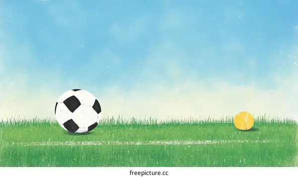 Summer Sport Balls on Grassy Field