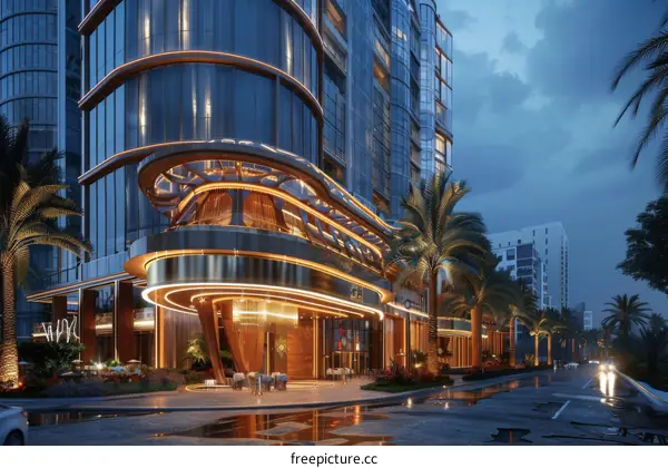 寫實插畫風格的未來都市夜景