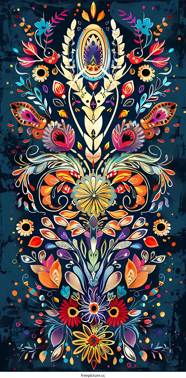 Abstract Floral Pattern with Vibrant Colors