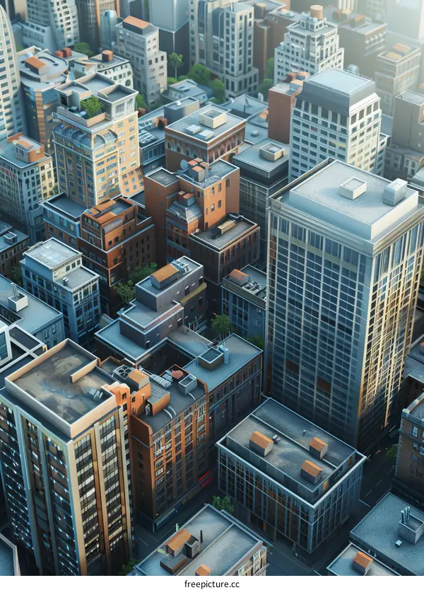 Urban Skyline Aerial View Illustration
