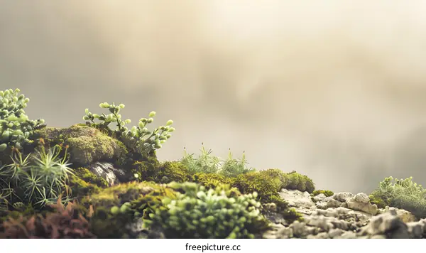 Green Moss Growing on Rocks