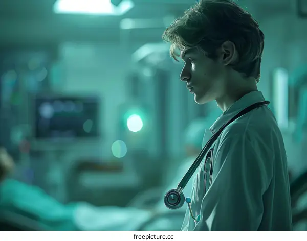 Portrait of a young male doctor wearing a stethoscope around his neck