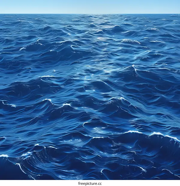 Deep Blue Tranquil Ocean with Gentle Waves