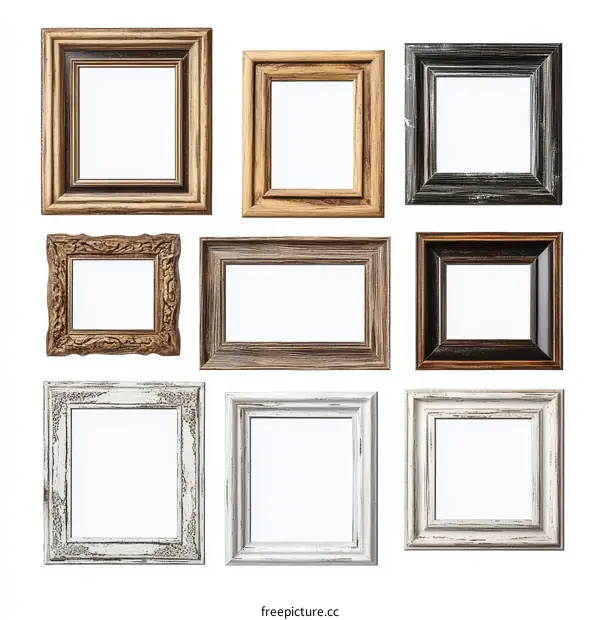 Various Vintage Wooden Picture Frames