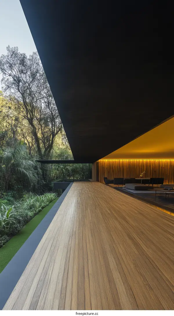 Modern Minimalist House Deck with Lush Greenery