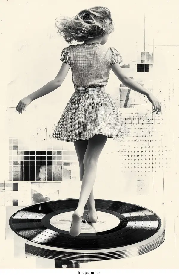 A Girl Dancing on a Record