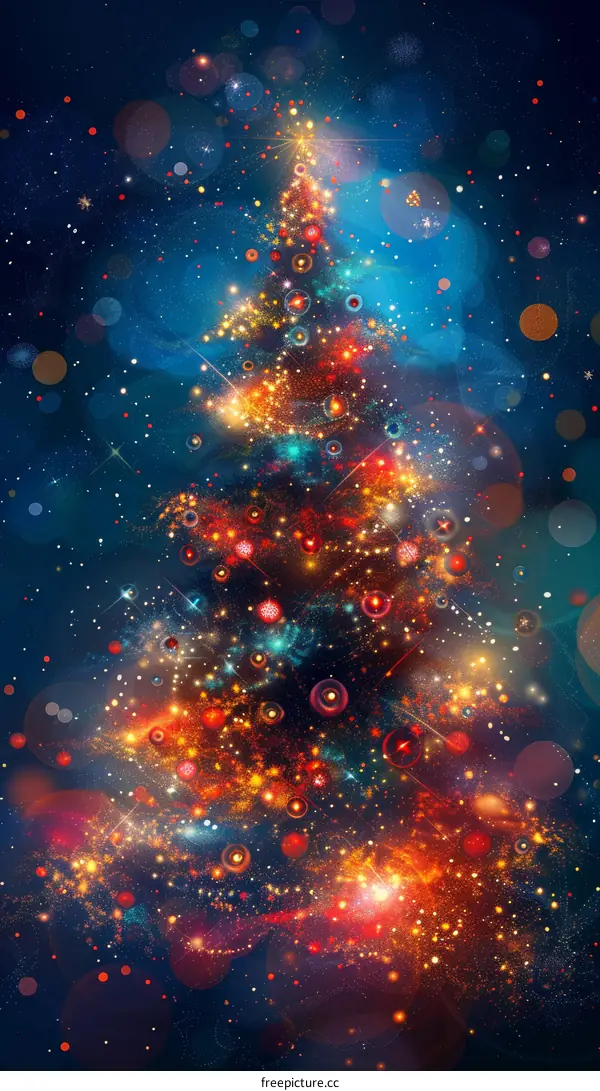 Mystical Christmas Tree with Festive Lights and Decorations