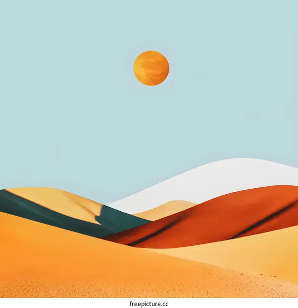 Abstract Minimalist Desert Landscape with Yellow Sun