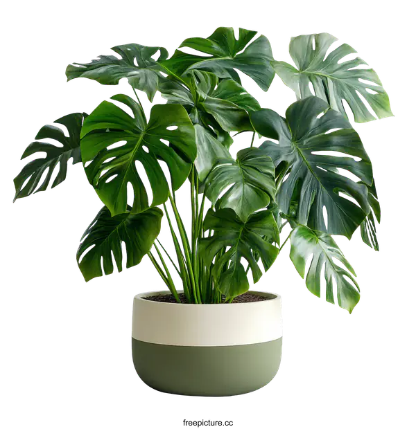 [Transparent Background PNG]Monstera Deliciosa Plant in Stylish Pot