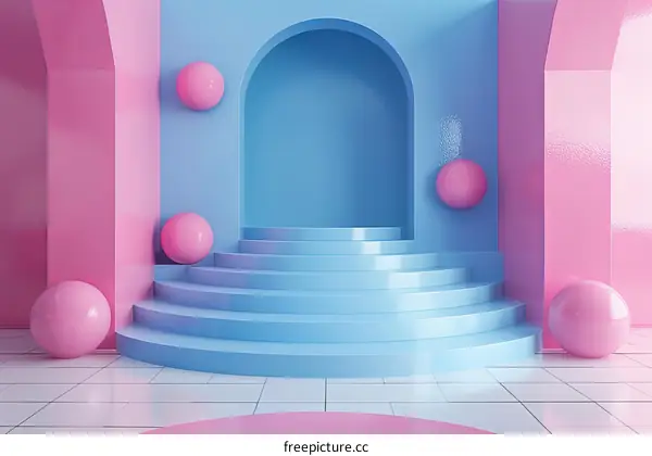 Pastel Color Geometric Stairway Display