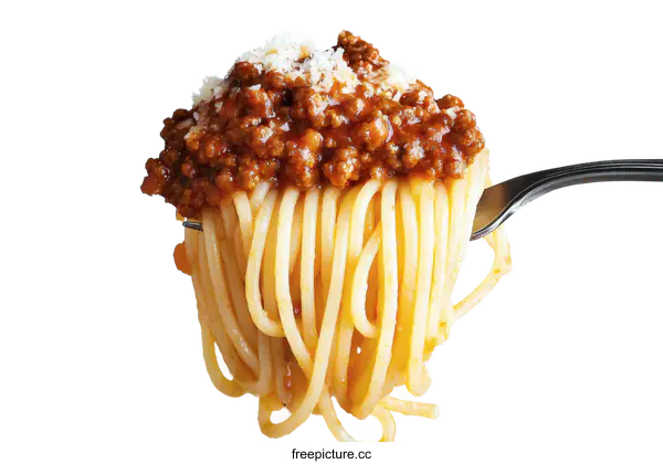 [Transparent Background PNG]Spaghetti with Meat Sauce on Fork