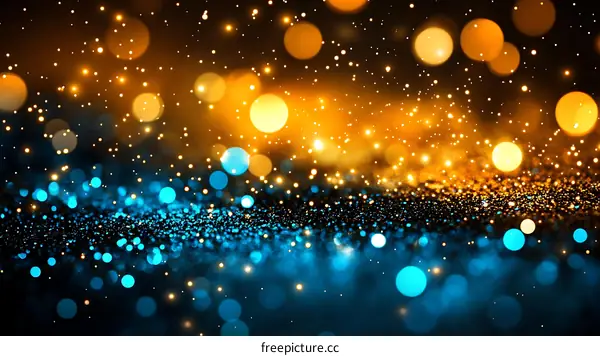Abstract Bokeh Background with Golden and Blue Lights