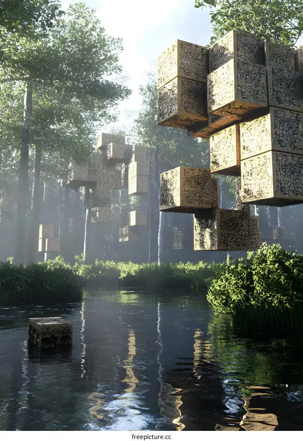 Abstract 3D Architecture in a Forest