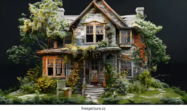 Overgrown abandoned house