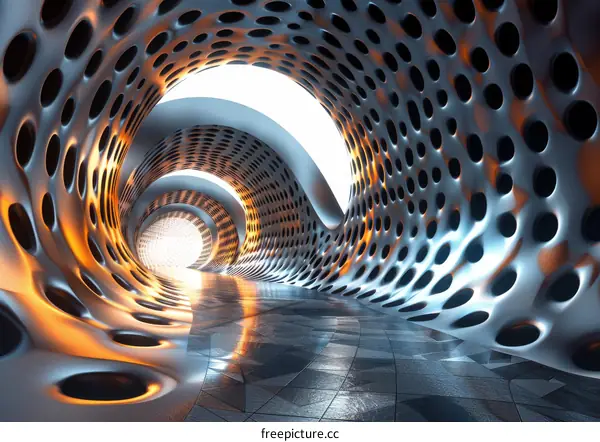 Futuristic Tunnel Bathed in Light