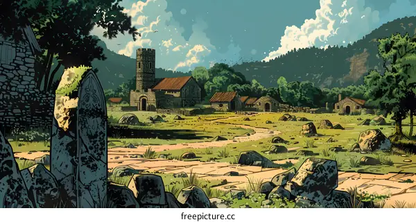 Medieval Village Illustration