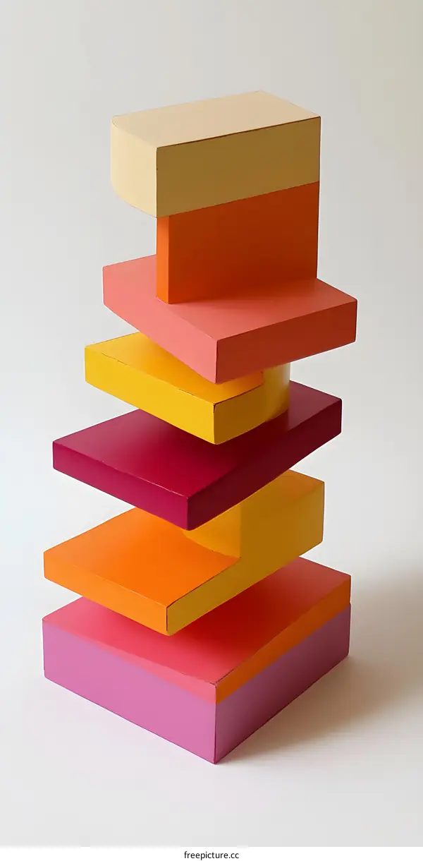 Abstract Colorful Geometric Shapes Stacked Sculpture