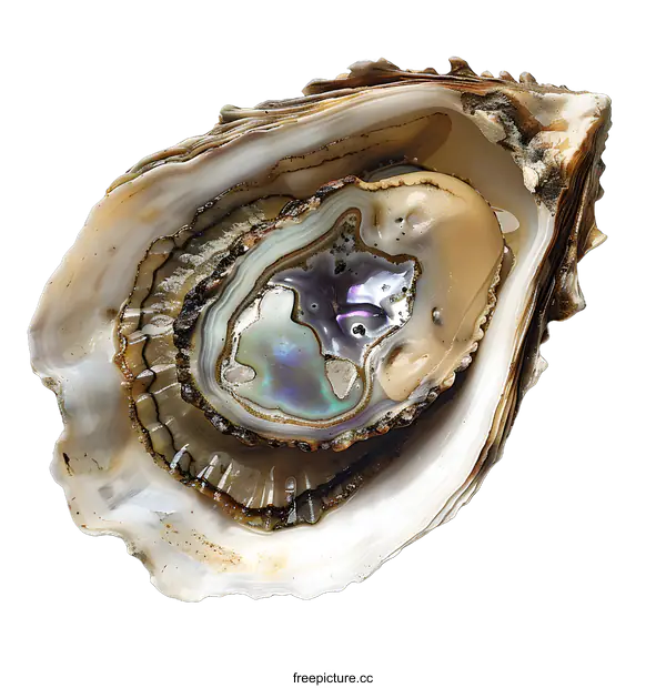 [Transparent Background PNG]Open oyster shell on white background