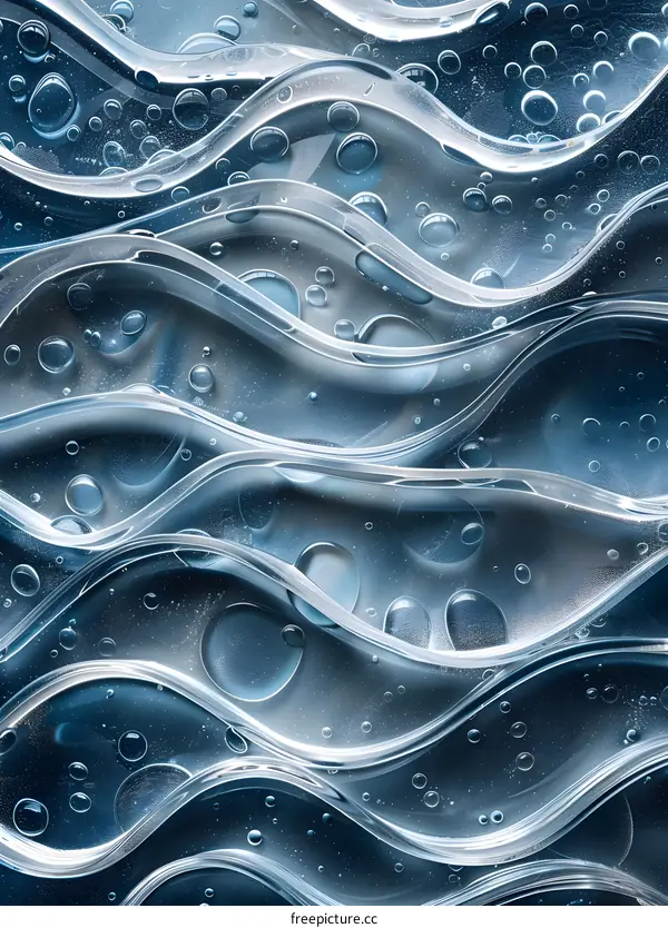 Abstract Blue Liquid With Bubbles