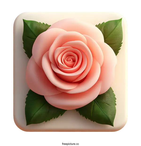 [Transparent Background PNG]Beautiful Pink Rose Illustration on a Square Background