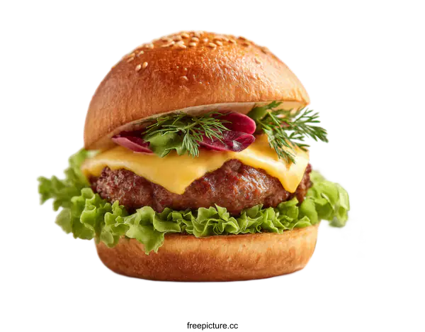 [Transparent Background PNG]Close-up Delicious Gourmet Cheese Burger