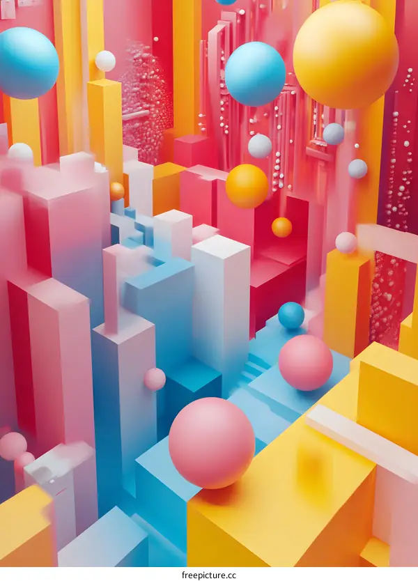 Abstract 3D Colorful Geometric Shapes