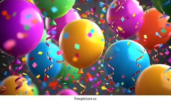 Colorful Balloons and Confetti Celebration Illustration
