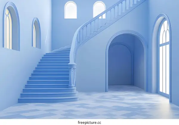 Blue Minimalist Staircase Interior Design