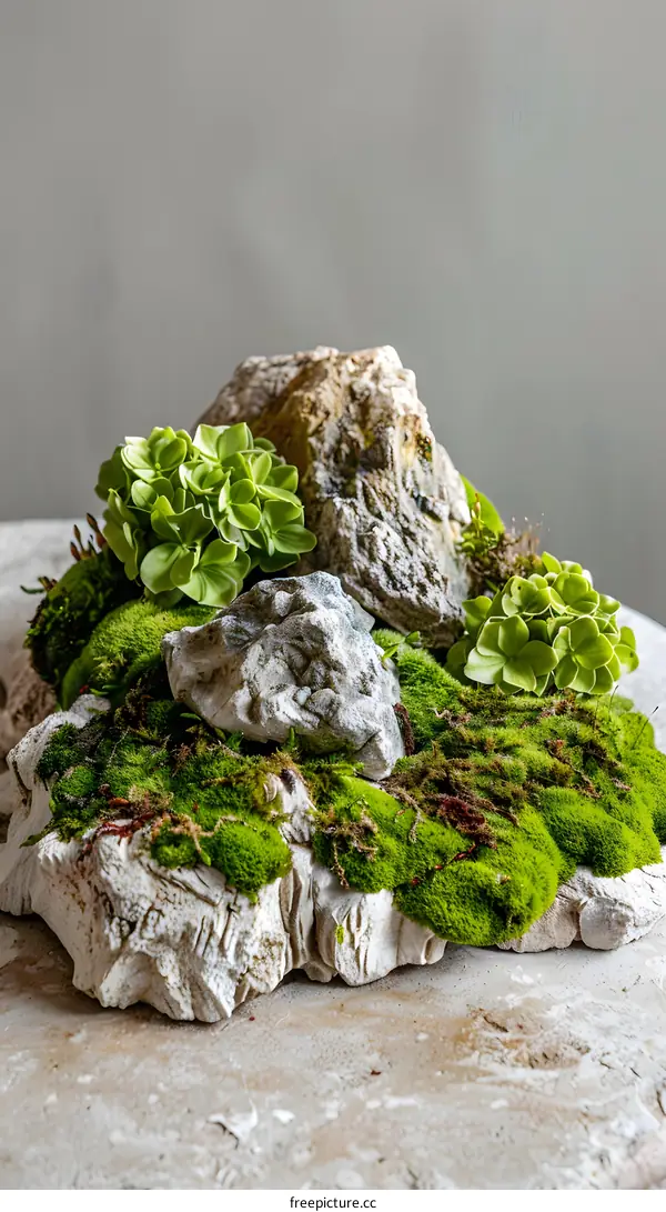 Green Moss and Stone Miniature Landscape