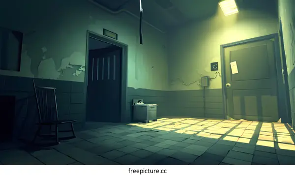 Creepy Green Room With A Hanging Axe