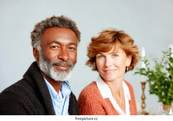 Portrait of a happy African American man and Caucasian woman