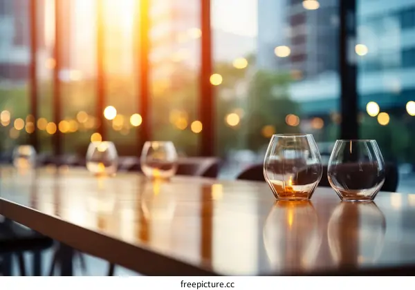 Modern Bar Counter with Glass and Candle Decor
