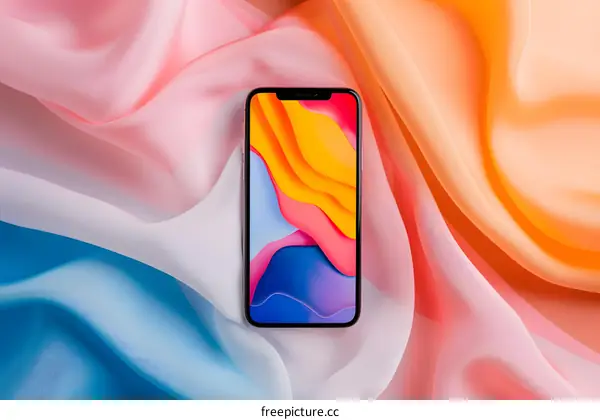 Abstract Phone Background With Colorful Fabric