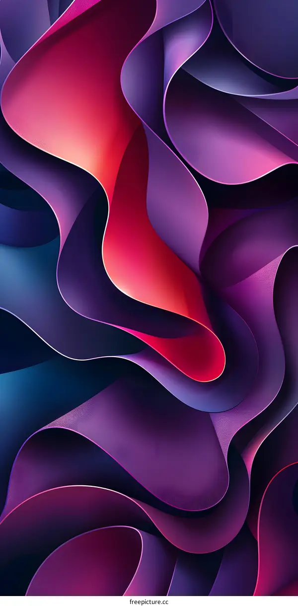 Colorful abstract 3D rendering of a wavy surface with a fluid-like appearance