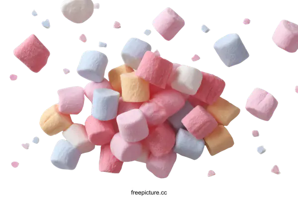 [Transparent Background PNG]Colorful Marshmallows in Flight