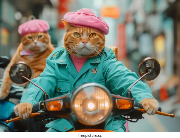 Two Cats on a Motorcycle Adventure