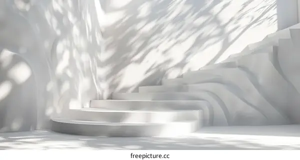 Modern Minimalist Architecture: White Curved Walls & Stairs
