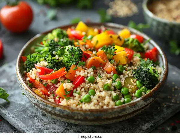 Vegan couscous salad with vegetables