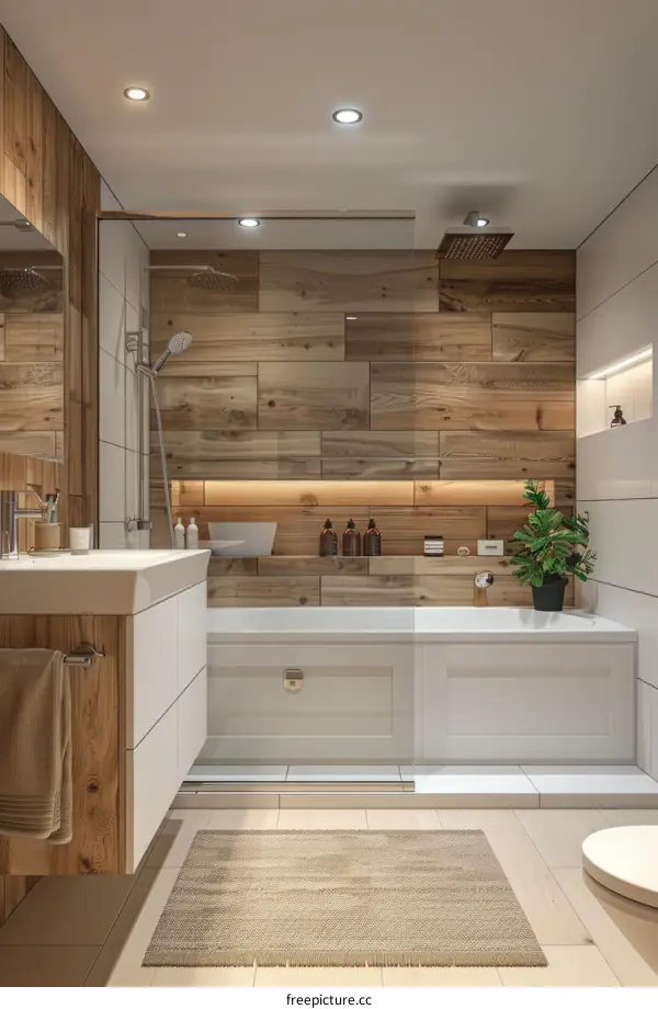 Modern Rustic Wooden Bathroom Design