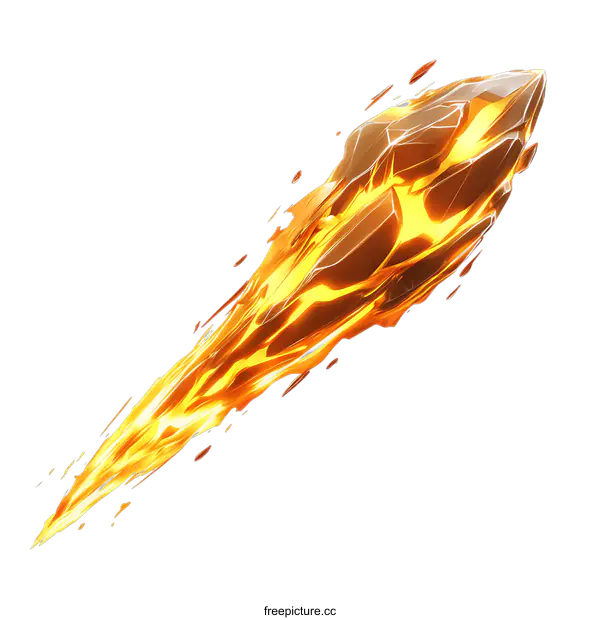 [Transparent Background PNG]Flaming Crystal Rock Meteor